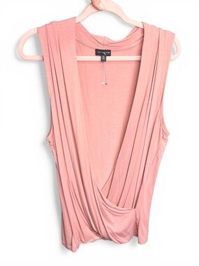 The Limited Dusty Rose Sleeveless Draped V-Neck Tank